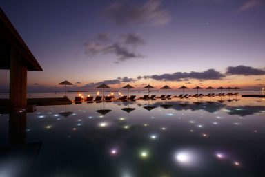 Big Pool Anantara Kihavah Villas Night Atmosphere
