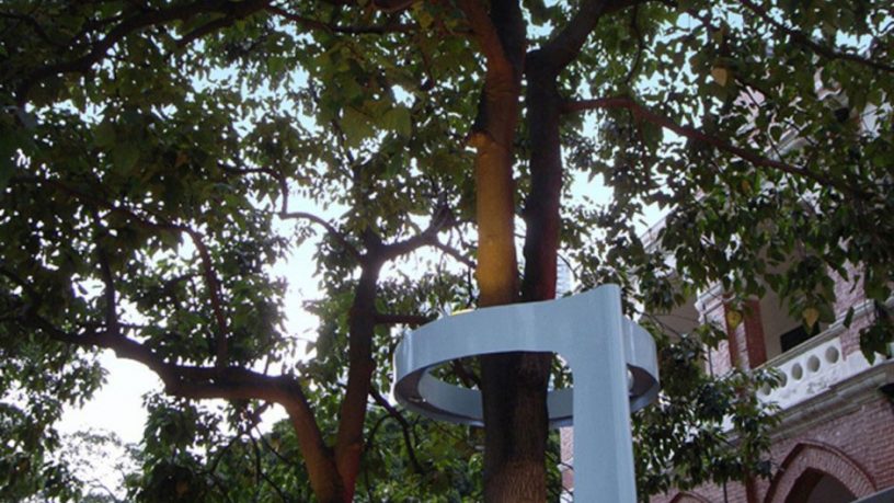 Lampposts Viewed from Behind the Wall Circular Shape