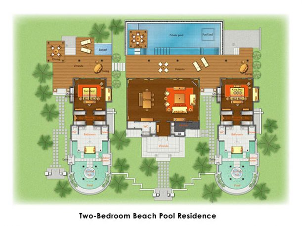 Sketch Two Bedroom Beach Residance Anantara Kihavah Villas
