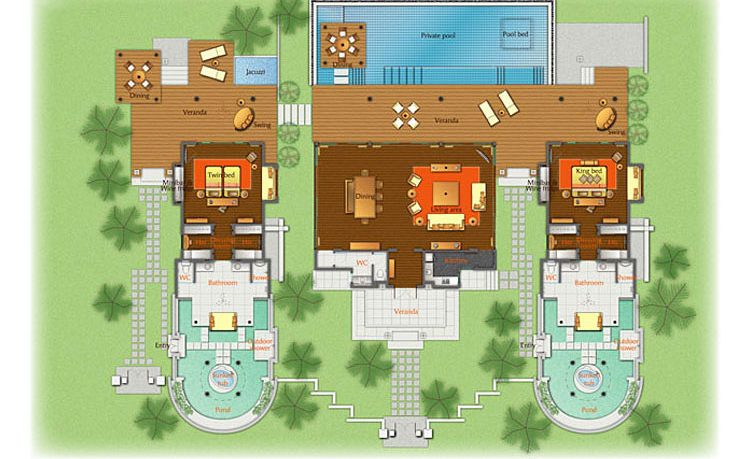 Sketch Two Bedroom Beach Residance Anantara Kihavah Villas