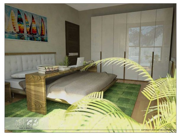 Amaze Green Breakfast in Bed Room