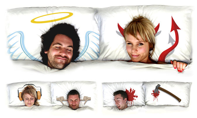 Amazing Angel And Devil Pillow Design