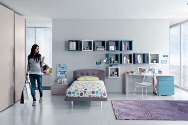 Aqua Lavendar White Contemporar Teenagers Room Design Ideas