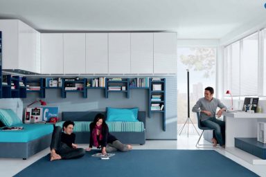 Aqua White Contemporary Teenagers Room Design Ideas