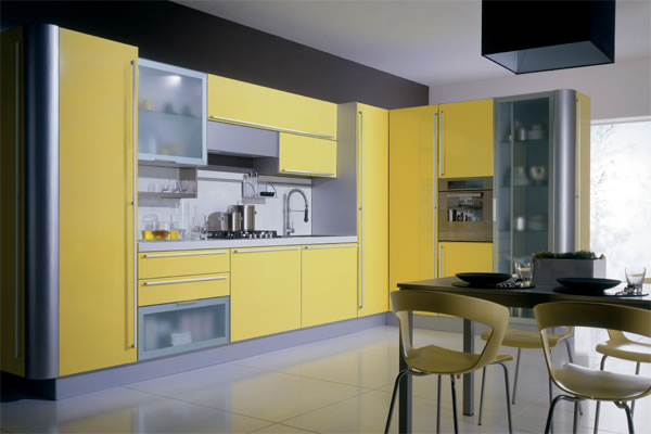 Awesome Modern Kitchen Cabinets Miror Yellow