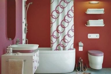 Beautiful 3D Imaging Modern Pink Red Bathroom 2011