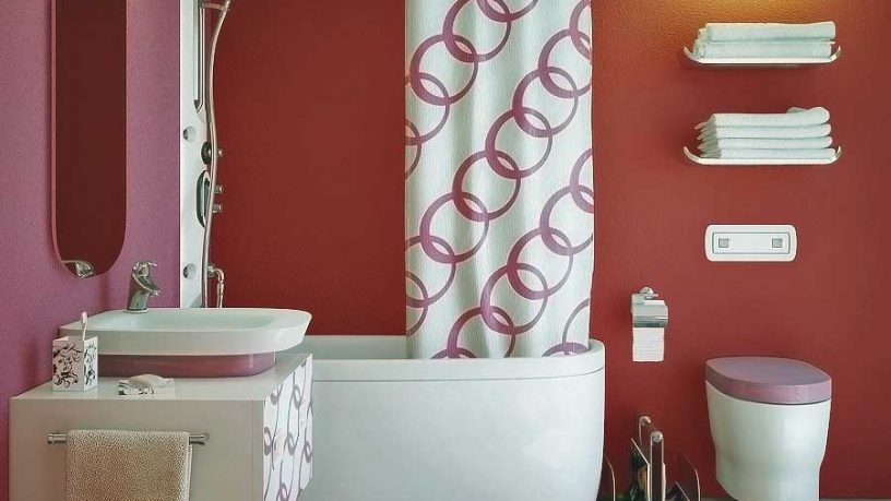 Beautiful 3D Imaging Modern Pink Red Bathroom 2011