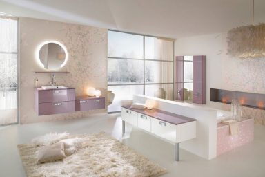 Beautiful Bathroom Interiors with White Rugs from Delpha