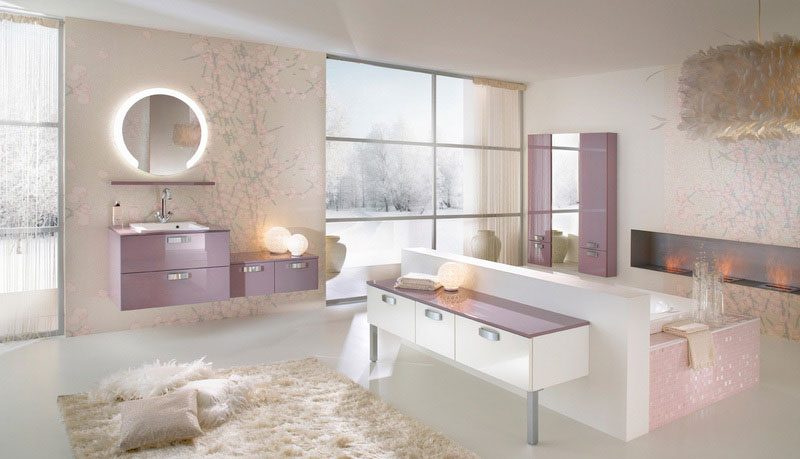 Beautiful Bathroom Interiors with White Rugs from Delpha