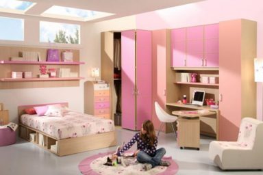 Beautiful Girl Room With Pink Furniture Set