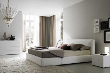 Beautiful Modern Bedroom With Rug Curtain