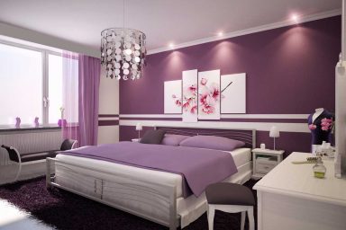 Beautiful Purple Bedroom with Purple Rugs