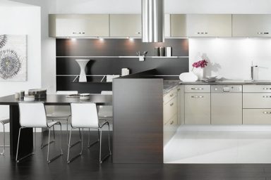 Black and White Kitchen with Steenles Steel Cabinet