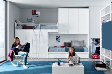 Blue and White Contemporary Teenagers Room Design Ideas
