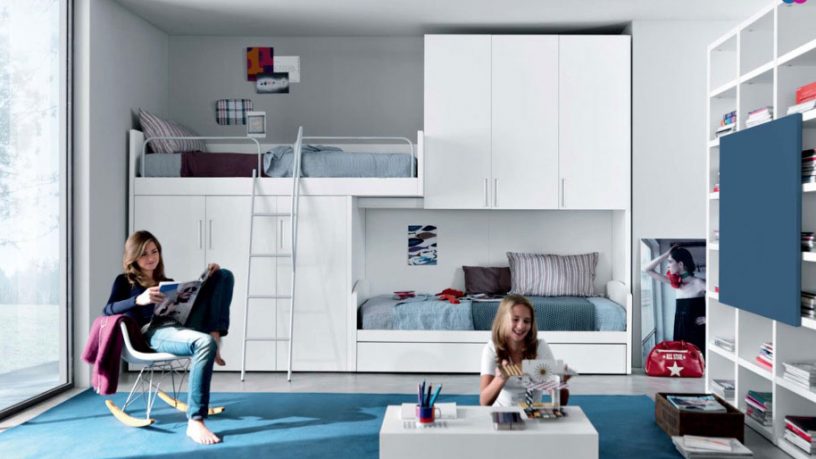 Blue and White Contemporary Teenagers Room Design Ideas