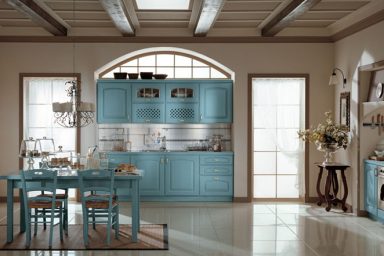 Clasic Blue Kitchen Closet Decorations with Channdelier
