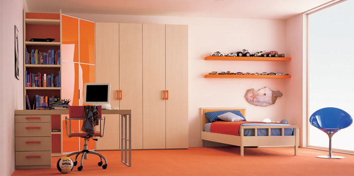 Confort Cream Orange Bed Room with PC Stand