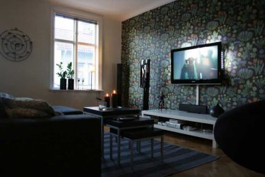 Floral Wallpaper Living Room Tv Setup