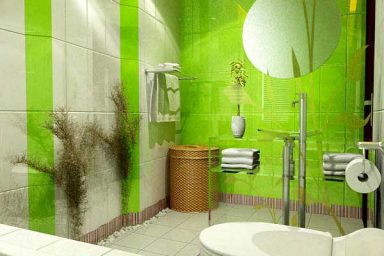Fresh Green and White Bath by 4bed Design