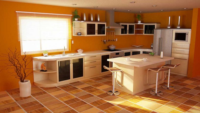 Fresh Orange Themed Kitchen Design