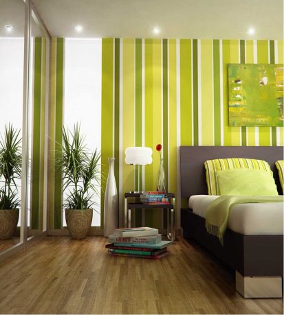 Green Bold Striking Striped Bedroom By Index 11