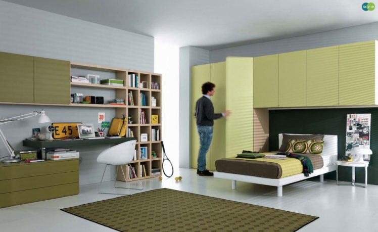 Green Cool and Contemporary Teenagers Room Design Ideas