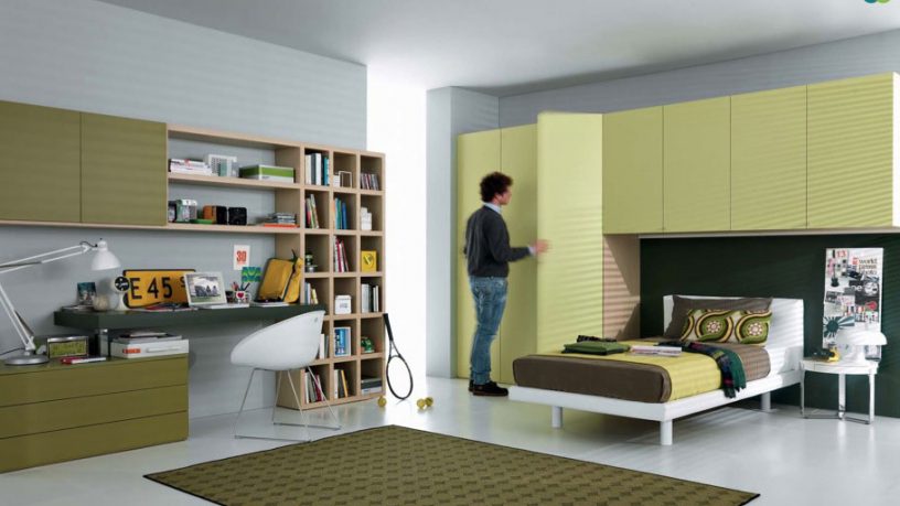 Green Cool and Contemporary Teenagers Room Design Ideas