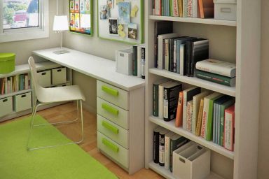 Green Kids Room Study with Small Floorspace