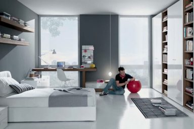 Grey and White Contemporary Teenagers Room Design Ideas