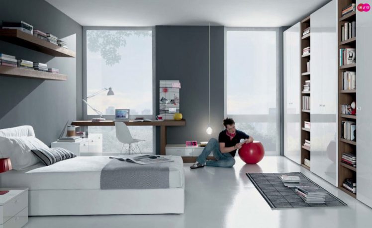 Grey and White Contemporary Teenagers Room Design Ideas