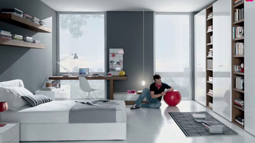 Grey and White Contemporary Teenagers Room Design Ideas