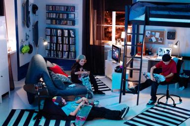 IKEA Teen Room with Bunkbed and Skateborder