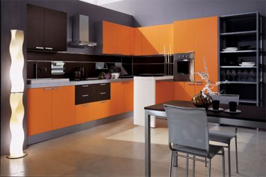 Mia Arancio Orange and Brown Kitchen Design