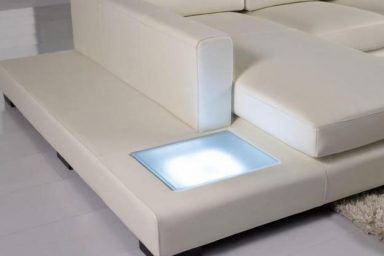 Mini Modern White Leather Sectional Sofa Los Angeles