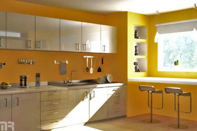 Modern And Minimalistic Yellow Kitchen