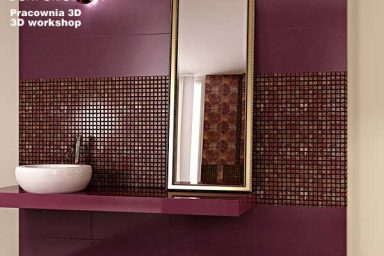 Modern Bath Textured Tiles Fuschia Walls Design Ideas