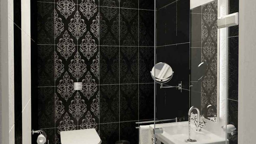 Modern Classic Style Bathroom Black and White Tile Design Ideas