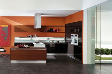 Modern Copat Orange Kitchen Design