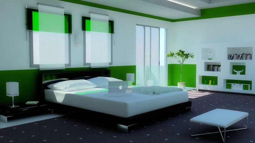Modern Green Bedroom with a Grand Skylight by Zigshot82