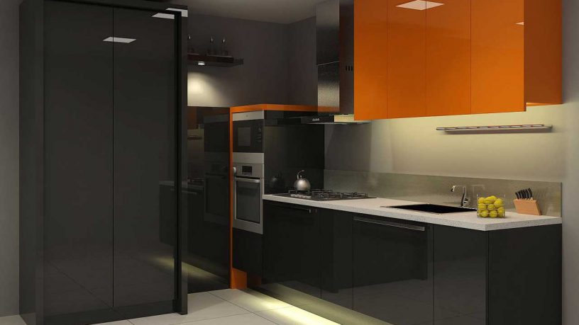 Modern Orange And Black Kitchen Design Ideas