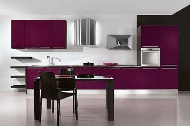 Modern Purple Kitchen with Appliances