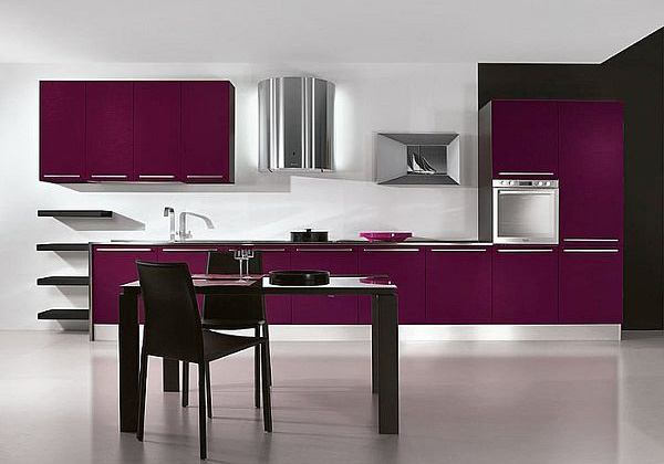 Modern Purple Kitchen with Appliances