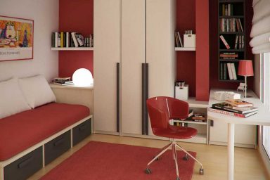 Modern Red Kids Study Room Design Ideas