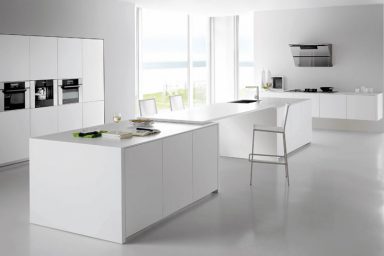 Modern White Kitchen Countertops Cabinet Walls
