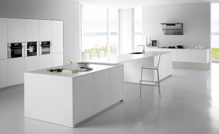 Modern White Kitchen Countertops Cabinet Walls