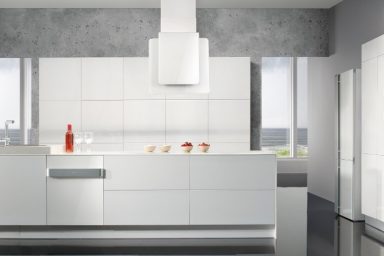 Modern White Kitchen Marble Accents