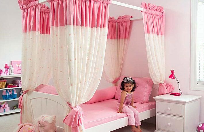 Princes Pink Bedroom with Canopy Bed