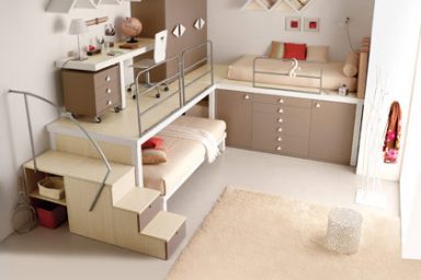 Shining Cream Bunk Beds and Lofts Design for Kids