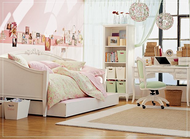 Shining Rooms for Girls with White Bunk Beds