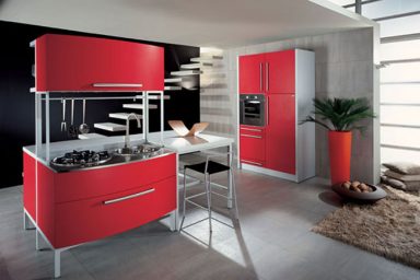 Simple Red Italian Kitchen by Errebi